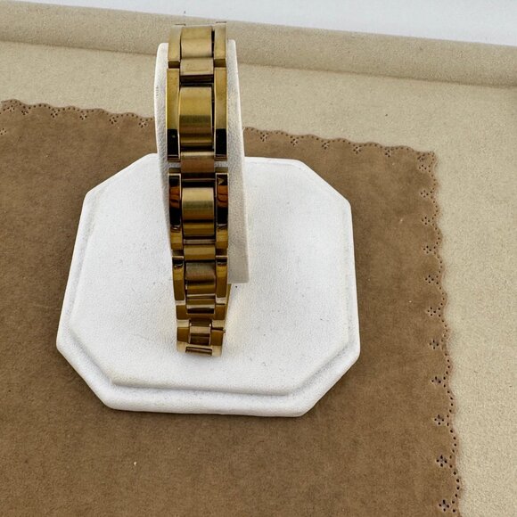 Vintage Stainless Steel Mans Heavy Bracelet 18K Gold Plated - Picture 6 of 6